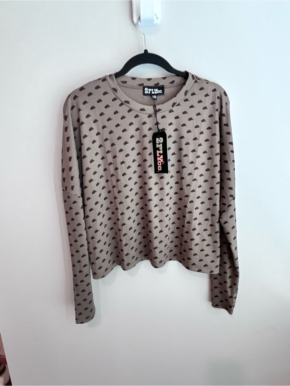 2FlyCo Women's Taupe Long-Sleeve Printed Top